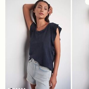 Anthropologie Daily Practice Flutter-Sleeve Tee in Navy